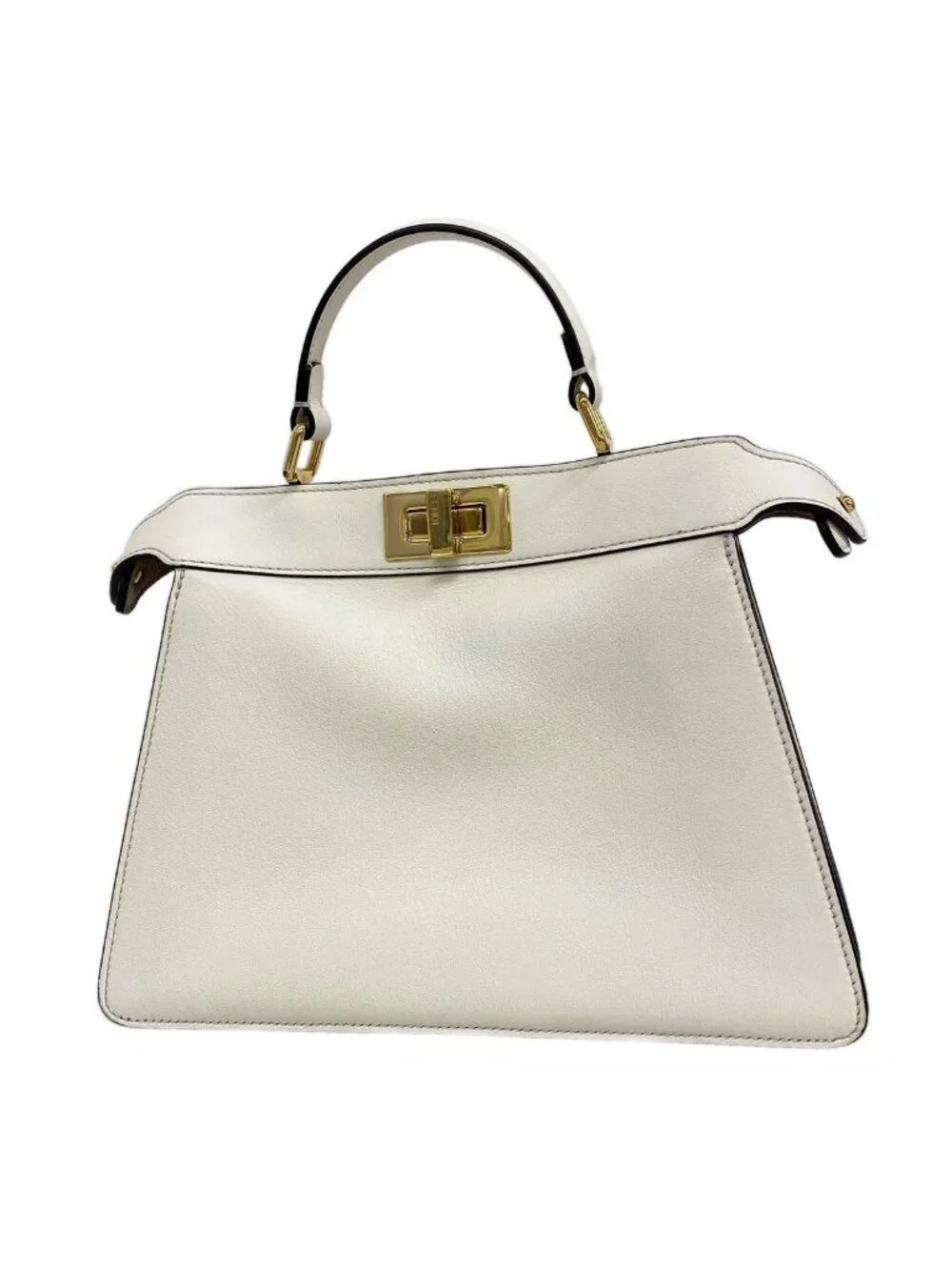 Fendi Handbag Peekaboo Icyu Leather White Gold
